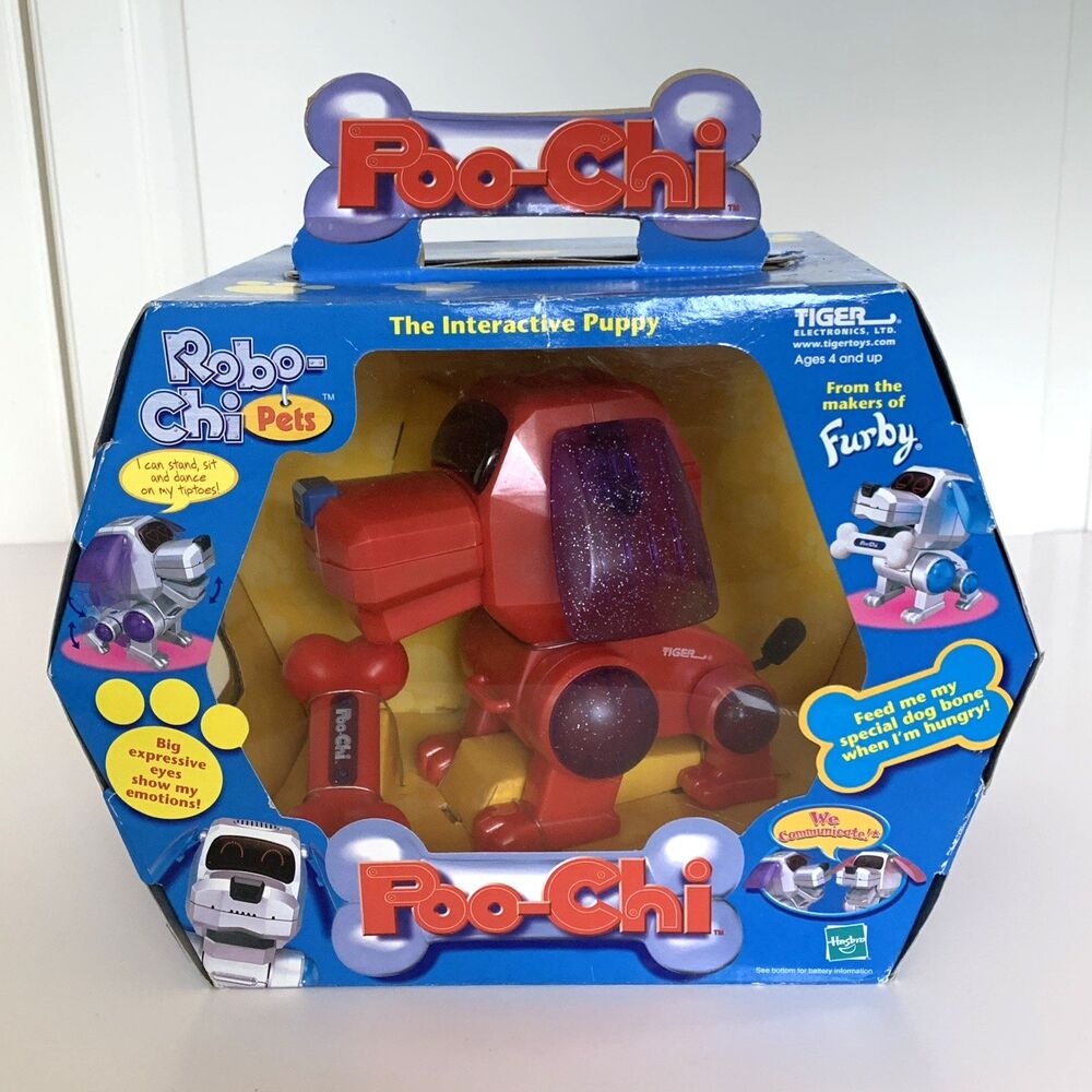 Vintage Robo Poo-Chi Interactive Puppy Tiger Electronics Robot Dog Red 2000